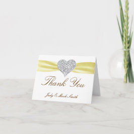 Diamond Heart Yellow Weddenschap Hartelijk dank Bedankkaart