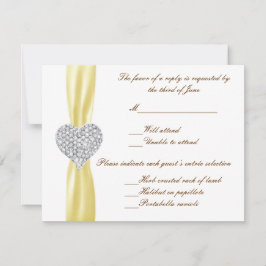 Diamond Heart Yellow Wedding Response Kaart