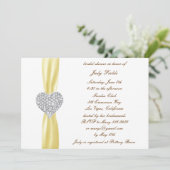 Diamond Heart Yellow Wedding Vrijgezellenfeest Inv Kaart (Staand voorkant)
