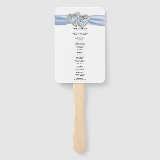 Diamond Hearts Blue Trouwprogramma Fans Handwaaier (Achterkant)
