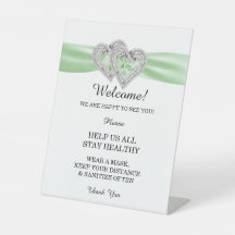 Diamond Hearts Green Ribbon Wedding Safety