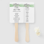 Diamond Hearts Green Wedding Program Fans Handwaaier (Voorkant en achterkant)