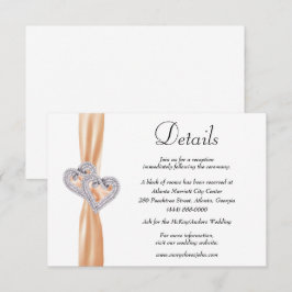 Diamond Hearts Oranje Ribbon Wedding Details Informatiekaartje