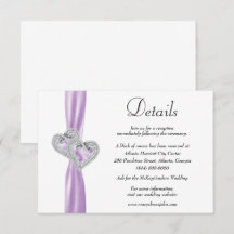 Diamond Hearts Paars Ribbon Wedding Details