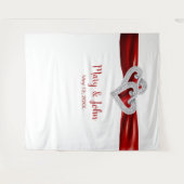 Diamond Hearts Red Ribbon Weddenschap Backdrop Wandkleed (Voorkant (horizontaal))