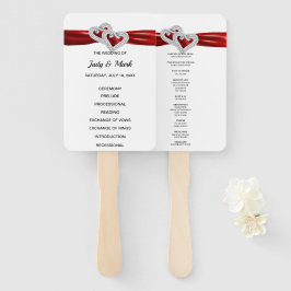 Diamond Hearts Rode bruiloft programma fans Handwaaier