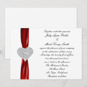 Diamond Hearts Rode bruiloft uitnodiging (Voorkant / Achterkant)