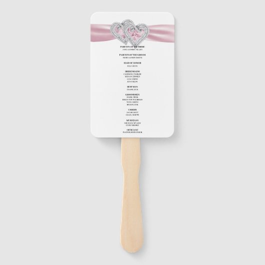 Diamond Hearts Roze Trouwprogramma Fans Handwaaier (Achterkant)
