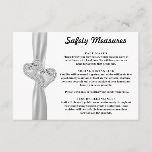 Diamond Hearts White Ribbon Safety Measures Informatiekaartje (Voorkant)