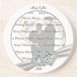 Diamond Hearts White Wedding Onderzetter