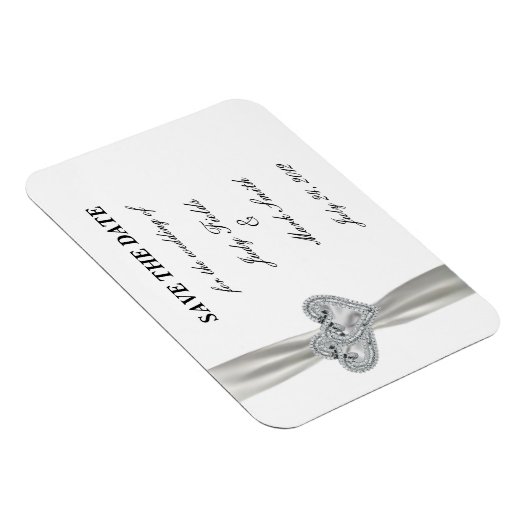 Diamond Hearts White Wedding Save the Date Magnet Magneet (Rechterzijde)