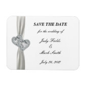 Diamond Hearts White Wedding Save the Date Magnet Magneet (Horizontaal)