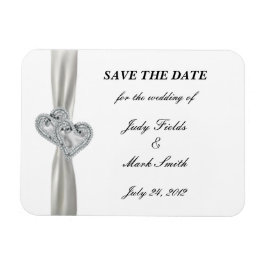 Diamond Hearts White Wedding Save the Date Magnet Magneet
