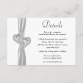 Diamond Hearts Wit Lint Bruiloft Details Informatiekaartje (Voorkant)
