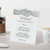 Diamond Hearts Wit Lint Bruiloft Veiligheid Reclamebord Met Voetstuk (Insitu)