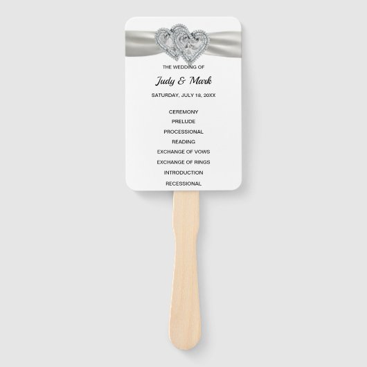 Diamond Hearts Wit Trouwprogramma Fans Handwaaier (Voorkant)