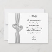 Diamond Hearts Witte Bruiloft Getuige Kaart (Voorkant)