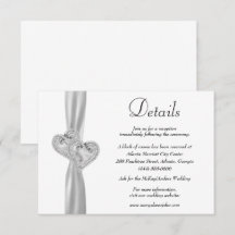 Diamond Hearts Witte Lint Huwelijksdetails