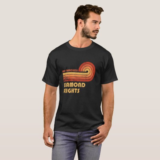 Diamond Heights San Francisco California Retro Vin T-shirt (Voorkant volledig)