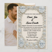 Diamond Heirloom foto bruiloft uitnodiging (Voorkant / Achterkant)