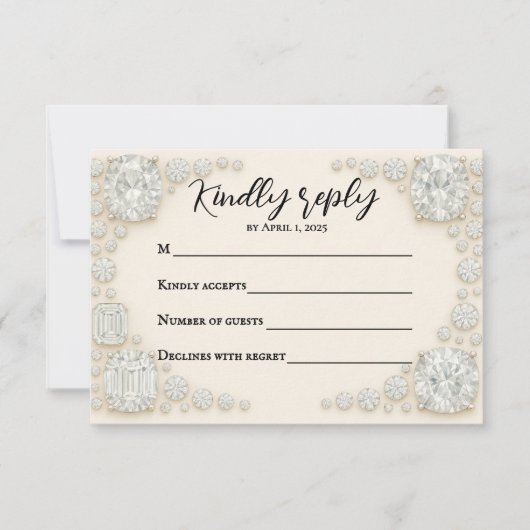 Diamond Heirloom Wedding RSVP Kaart (Voorkant)