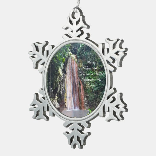 Diamond Herfsten St. Lucia Kerstversiering Tin Sneeuwvlok Ornament (Rechts)