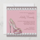 Diamond High Heel Schoen Roze & Bruin Verjaardagsf Kaart (Achterkant)