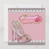 Diamond High Heel Schoen Roze & Bruin Verjaardagsf Kaart (Voorkant)