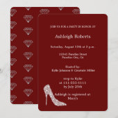 Diamond High Heel Shoe Rood Vrijgezellenfeest Kaart (Voorkant / Achterkant)