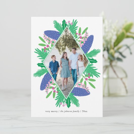 Diamond Holiday Woodland - kerstfoto Feestdagenkaart (Staand voorkant)