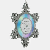 Diamond Holographic 10th Wedding Jubileum Tin Sneeuwvlok Ornament (Links)