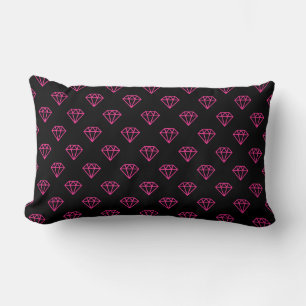 Diamond - Hot Pink op zwart Kussen