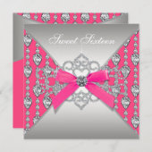 Diamond Hot Pink verjaardagsfeestje Kaart (Voorkant / Achterkant)