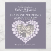 Diamond huwelijksverjaardag aangepaste wijnlabels wijn etiket (Enkel label)