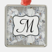 Diamond Ice Crystal Glit Monogram Initiaal Ornamen Metalen Ornament (Voorkant)