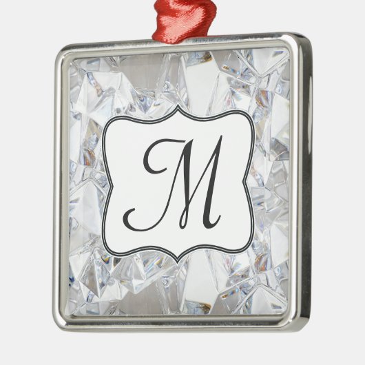 Diamond Ice Crystal Glit Monogram Initiaal Ornamen Metalen Ornament (Links)