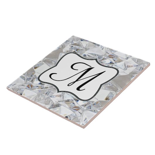 Diamond Ice Crystal Glitz Monogram Display Tegel Tegeltje (Zijkant)