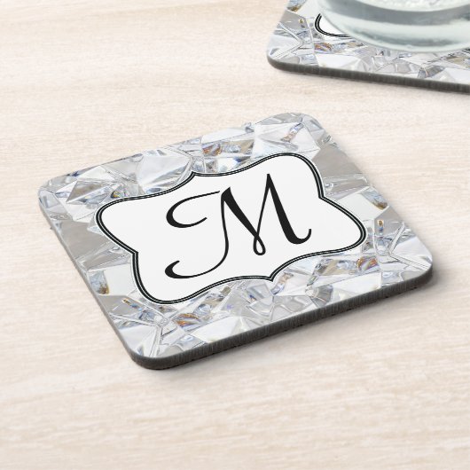 Diamond Ice Crystal Glitz Monogram Drink Onderzett Onderzetter (Linkerzijde)