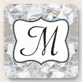 Diamond Ice Crystal Glitz Monogram Drink Onderzett Onderzetter (Voorkant)