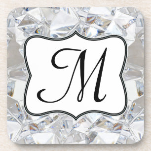 Diamond Ice Crystal Glitz Monogram Drink Onderzett Onderzetter