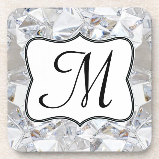 Diamond Ice Crystal Glitz Monogram Drink Onderzett Onderzetter (Voorkant)