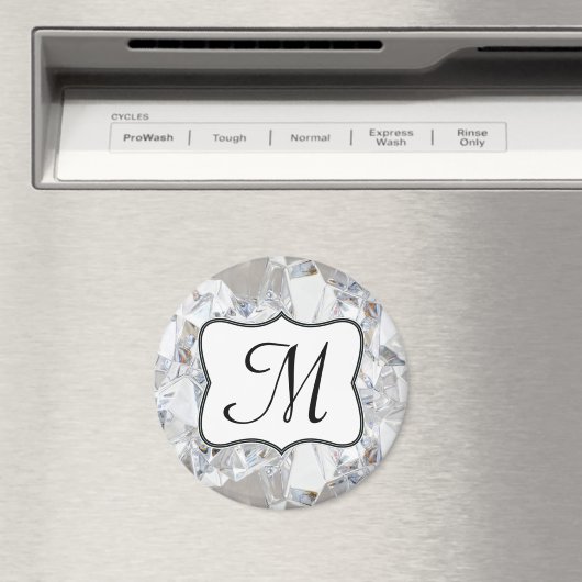 Diamond Ice Crystal Glitz Monogram Initiaal Magnee Magneet (Insitu (Vaatwasser))