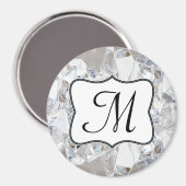 Diamond Ice Crystal Glitz Monogram Initiaal Magnee Magneet (Voorkant / Achterkant)