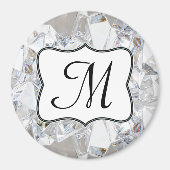 Diamond Ice Crystal Glitz Monogram Initiaal Magnee Magneet (Voorkant)
