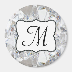 Diamond Ice Crystal Glitz Monogram Initiaal Magnee Magneet
