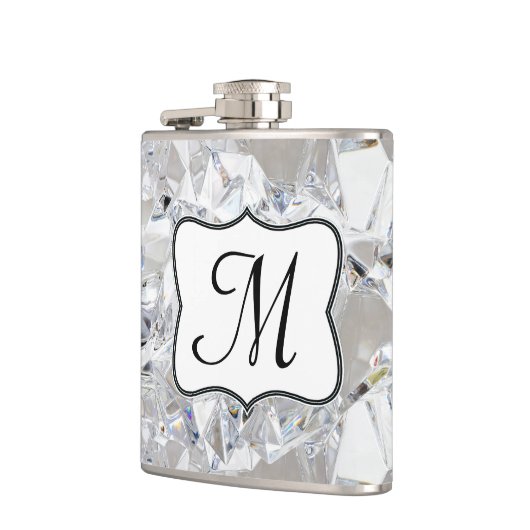 Diamond Ice Crystal Glitz Monogram Whiskeyfles Heupfles (Links)