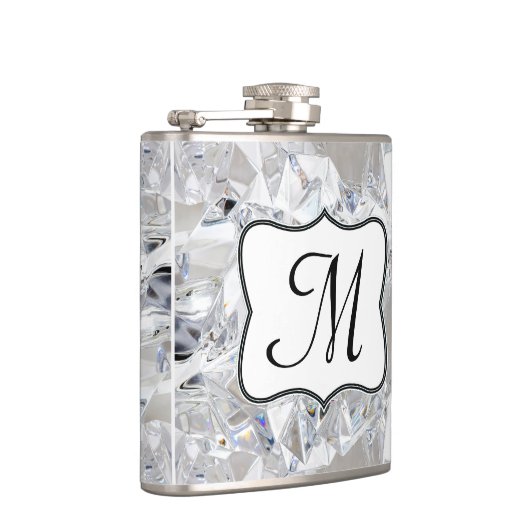 Diamond Ice Crystal Glitz Monogram Whiskeyfles Heupfles (Rechts)