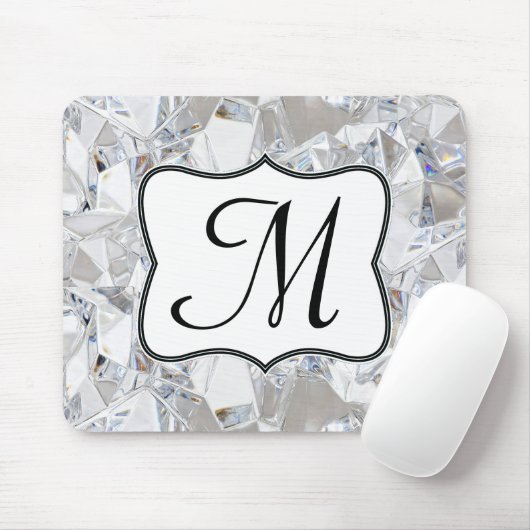 Diamond Ice Crystal Monogram Initiaal Muismat (Met muis)