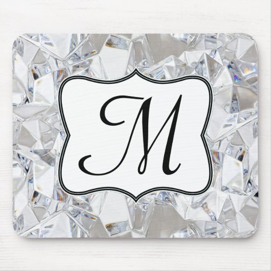 Diamond Ice Crystal Monogram Initiaal Muismat (Voorkant)