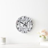 Diamond Ice Crystal Monogram Initiaal Wall Clock Ronde Klok (Huis)